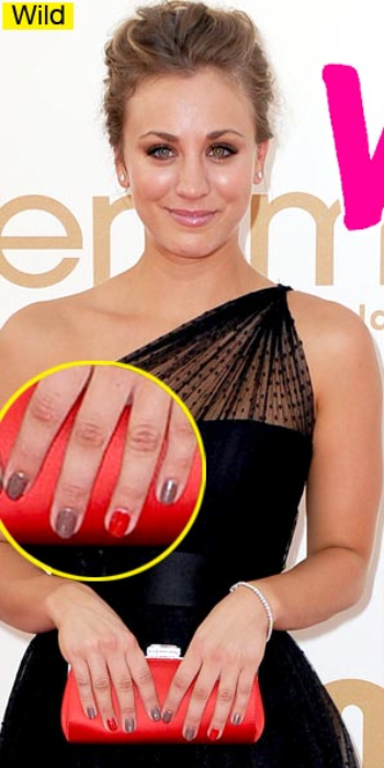 Kaley Cuoco's Emmy Nails First of all Kaley's dress hair and makeup are